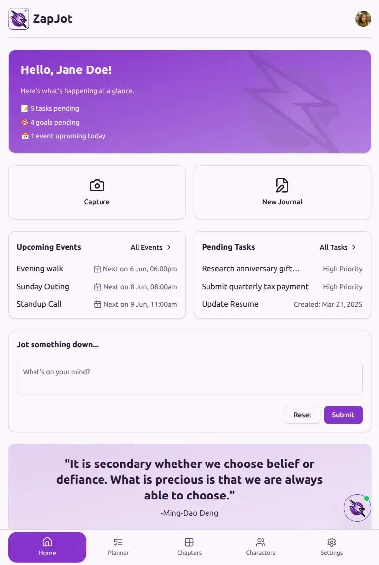 ZapJot App Preview